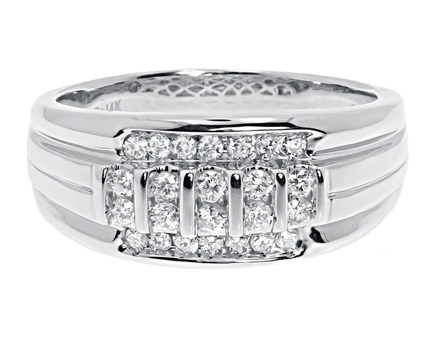 14K WHITE GOLD VERTICAL ROUND DIAMOND BAND RING: 14k White Gold Vertical Round Diamond Band Ring Brand: None Type: Ring Material: 14K White Gold Main Stone/Creation Natural Color: White Size: 10 US Accessories: None Accessories Notice: W