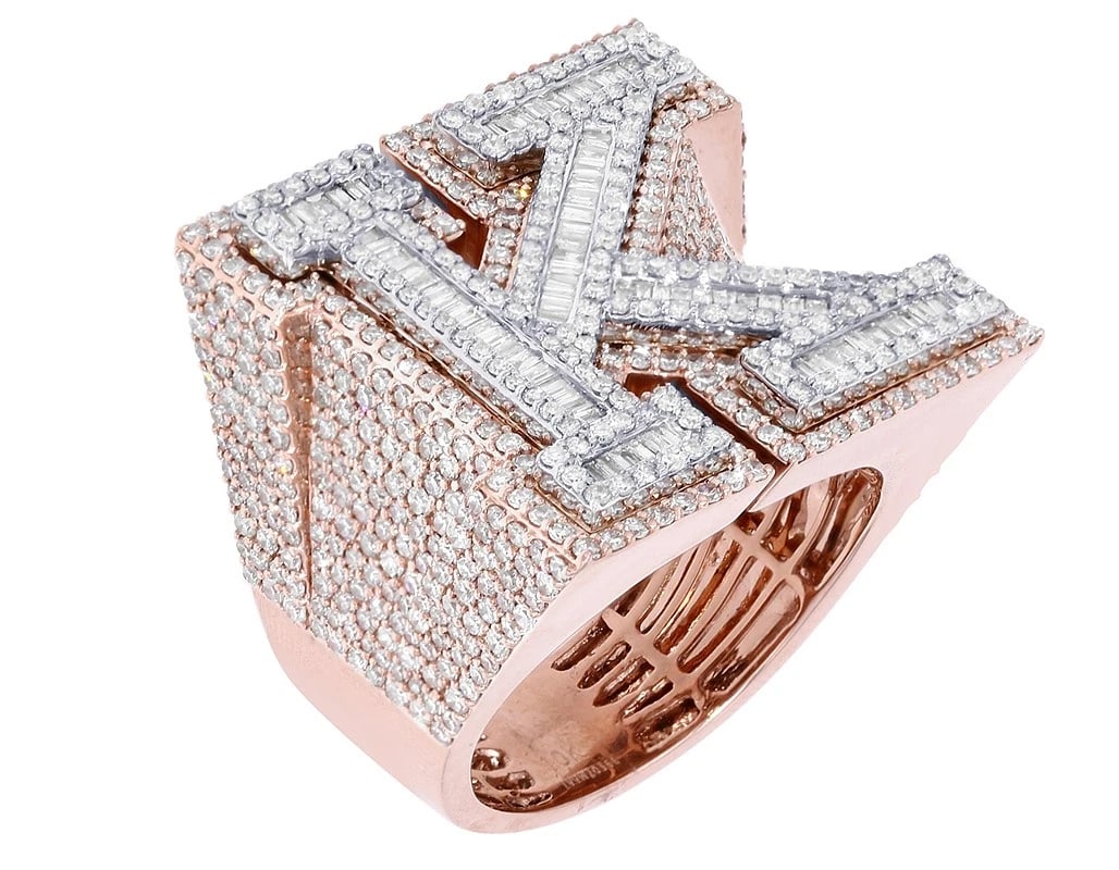 INITIAL "K" 10K ROSE- WHITE GOLD DIAMOND RING (1 of 6)
