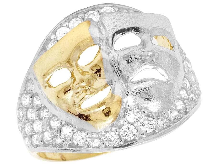 MEN'S 10K TWO TONE GOLD SIMULATED DIAMOND LATER RING (1 of 3)