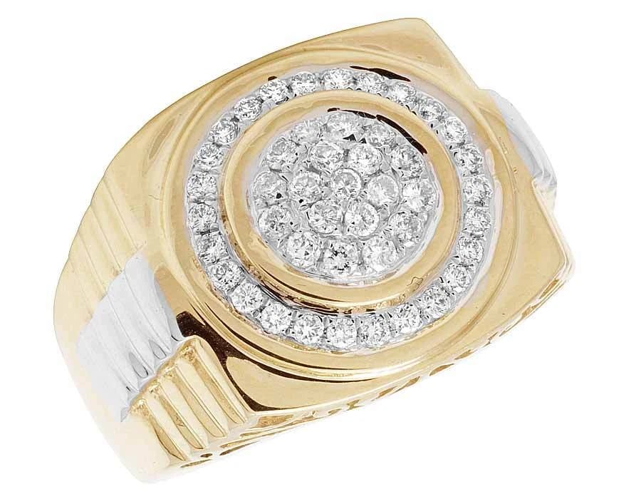 MEN'S 10K TWO TONE GOLD DIAMOND ROUND PINKY RING: Men's 10K Two Tone Gold Diamond Round Pinky Ring Brand: None Type: Ring Material: 10k Multi-Tone Gold Main Stone/Creation Natural Color: Multi-Tone Size: 10 US Accessories: None Accessorie