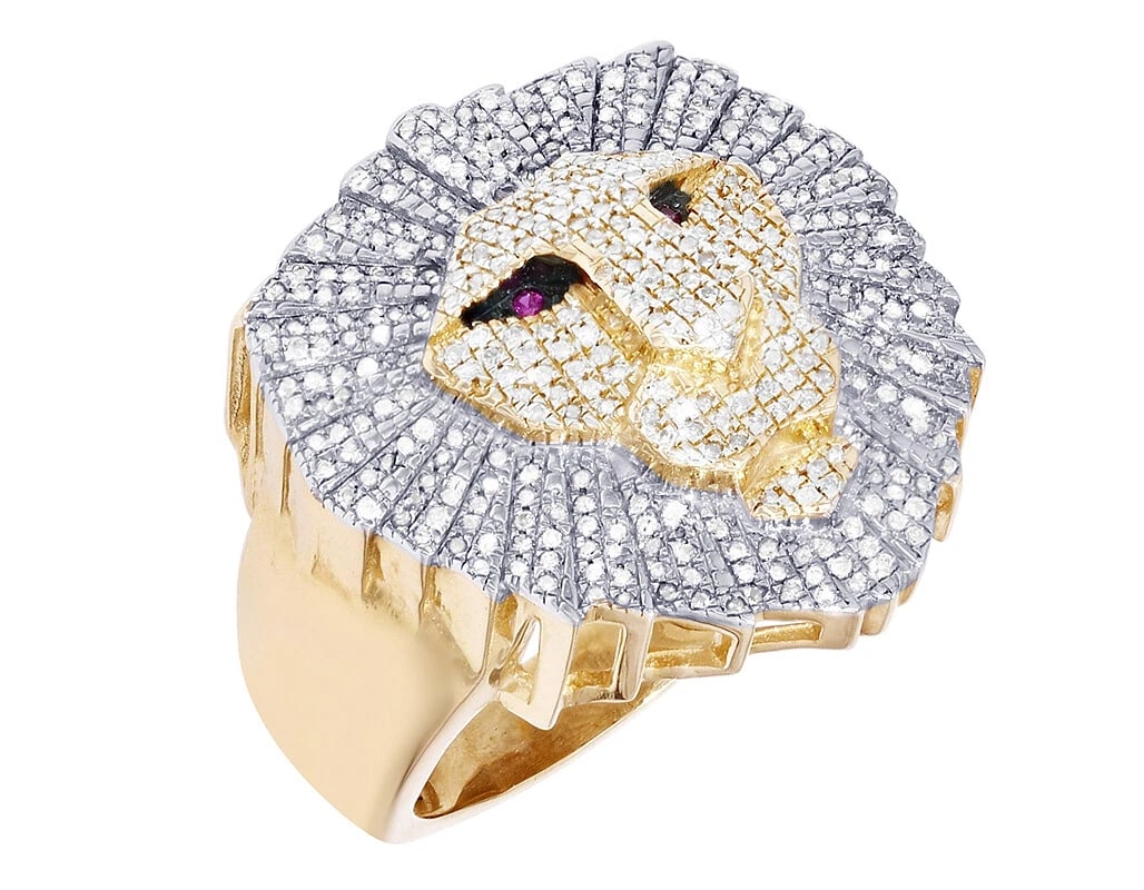 LION REAL DIAMOND PINKY RING 10K YELLOW-WHITE GOLD: Lion Real Diamond Pinky Ring 10K Yellow-White Gold Brand: None Type: Ring Material: 10K Yellow-White Gold Main Stone/Creation Natural Color: Multi-Tone Size: 10 US Accessories: None Access
