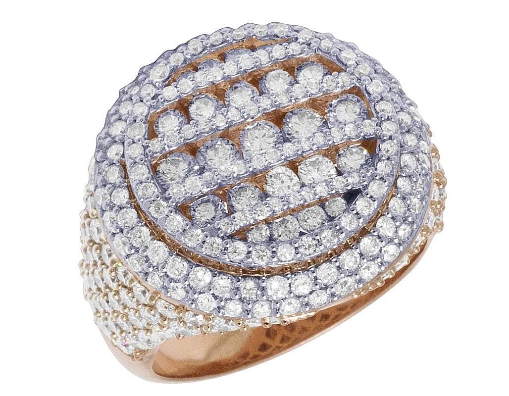 ROSE GOLD ROUND CHANNEL SET REAL DIAMOND PINKY RING (1 of 5)