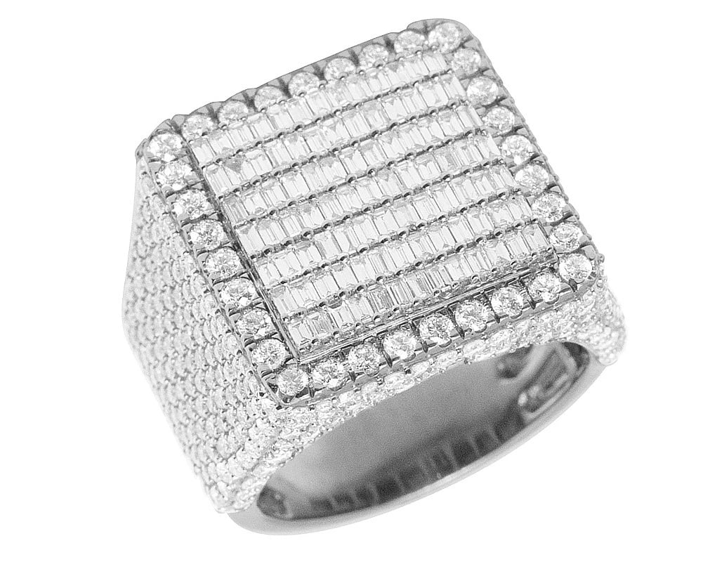 SQUARE BAGUETTE REAL DIAMOND BAR RING 10K WHITE GOLD: Square Baguette Real Diamond Bar Ring 10K White Gold Brand: None Type: Ring Material: 10K White Gold Main Stone/Creation Natural Color: White Gold Size: 10 US Accessories: None Accessories