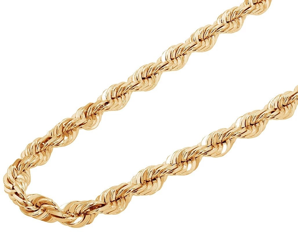 REAL 10K SOLID ROPE CHAIN NECKLACE 6MM YELLOW GOLD (1 of 2)
