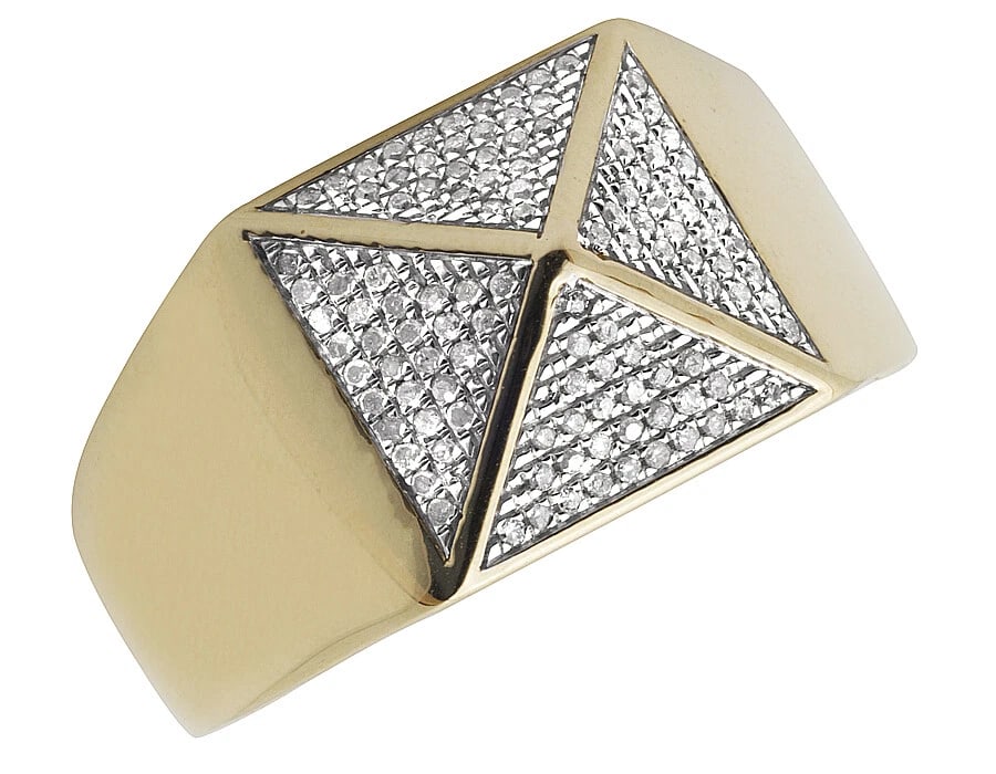 MEN'S 10K YELLOW GOLD GENUINE DIAMOND RING (1 of 4)