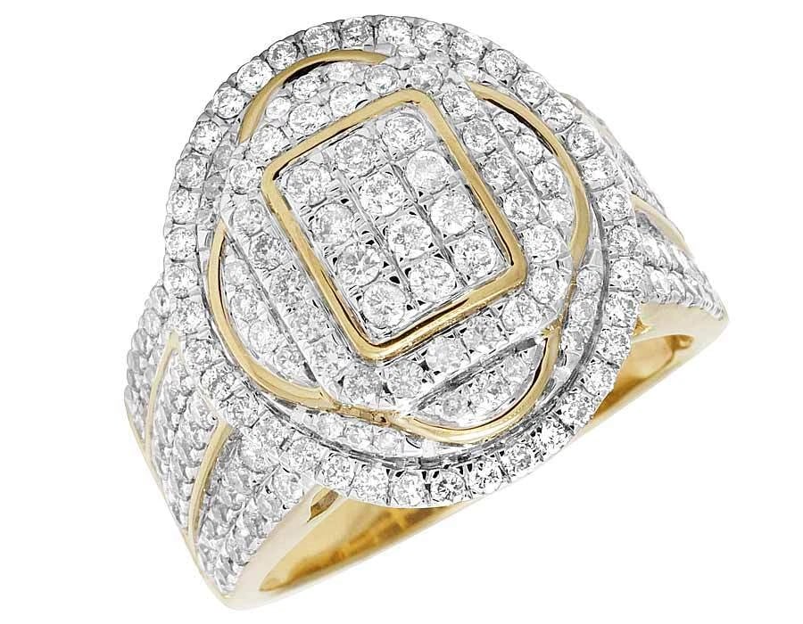 10K YELLOW GOLD REAL DIAMOND OVAL ICED RING (1 of 5)