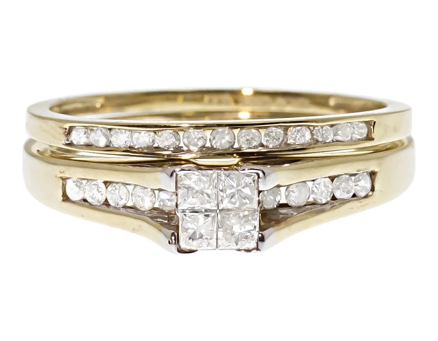 10K YELLOW GOLD PRINCESS DIAMOND BRIDAL RING (1 of 4)
