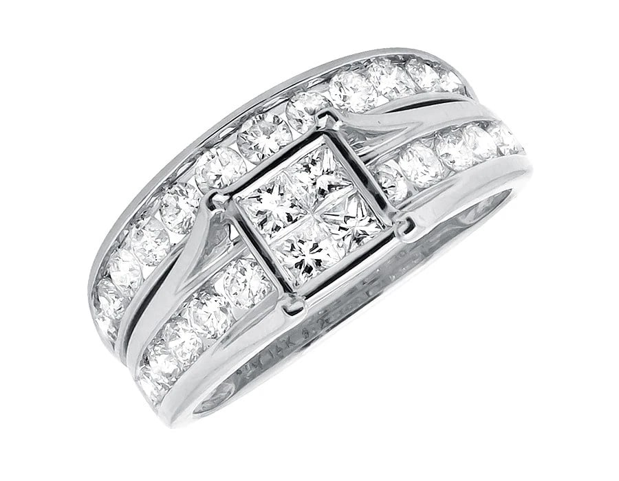 14K WHITE GOLD PRINCESS-SET/ROUND DIAMOND RING (1 of 3)