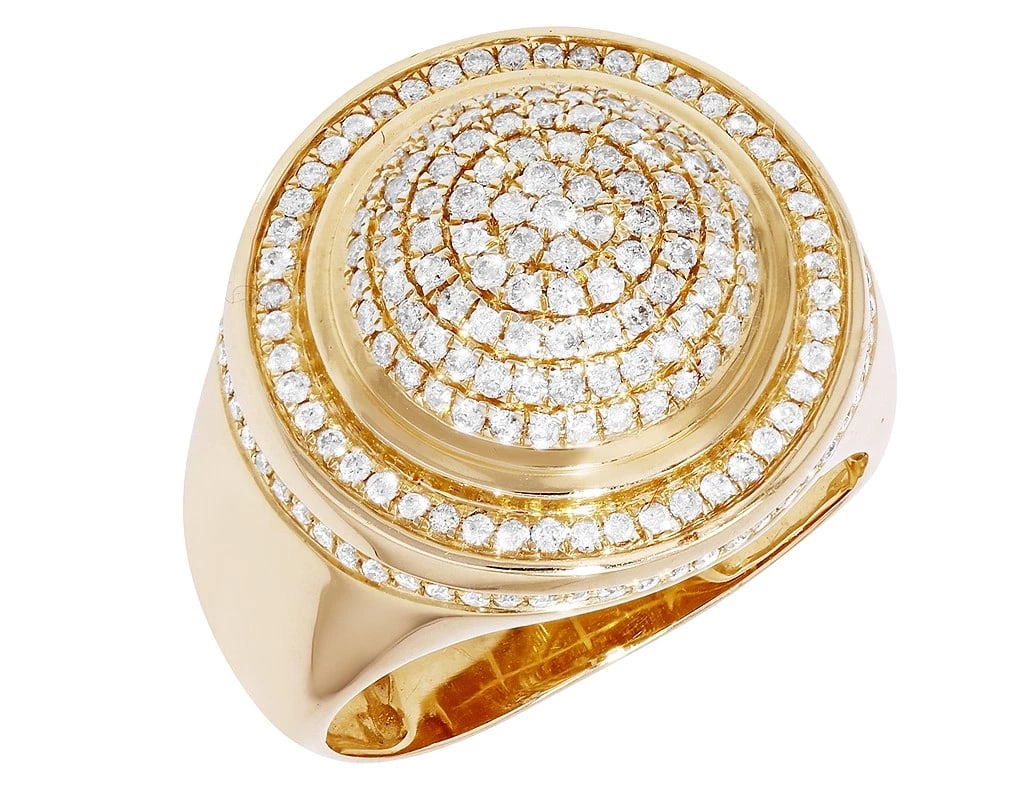 DOME REAL DIAMOND PINKY RING 14K YELLOW GOLD (1 of 5)