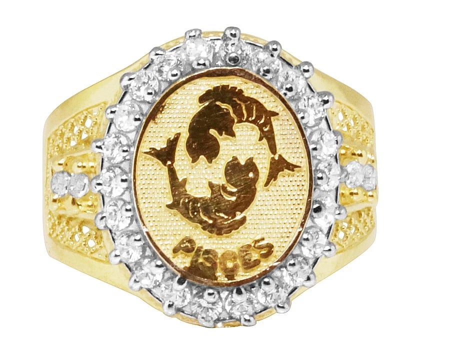 MEN'S REAL 10K YELLOW GOLD CUBIC ZIRCONIA DIAMOND RING (1 of 2)