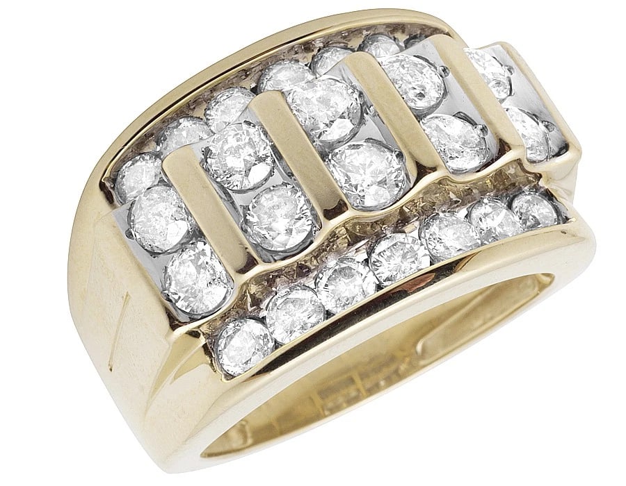 MEN'S 10K YELLOW GOLD GENUINE DIAMOND CHANNEL RING (1 of 5)