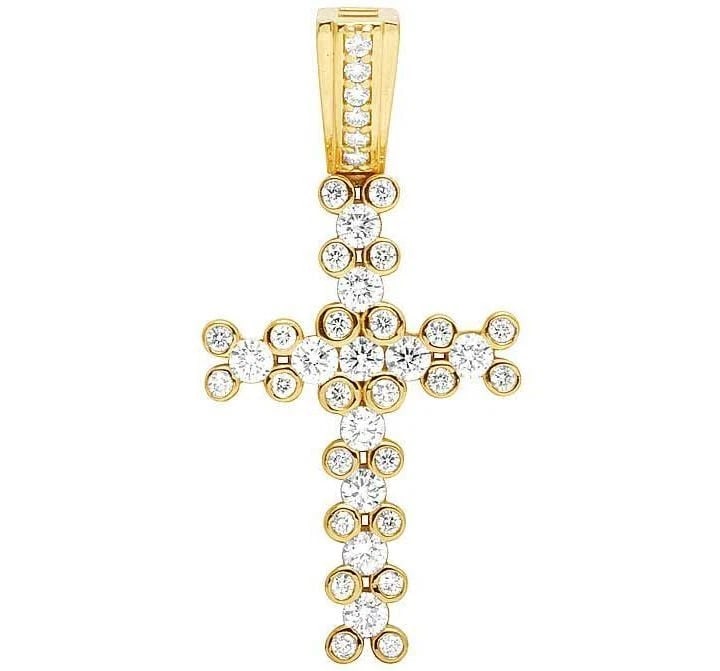 10K YELLOW GOLD DIAMOND ONE ROW CROSS PENDANT (1 of 2)