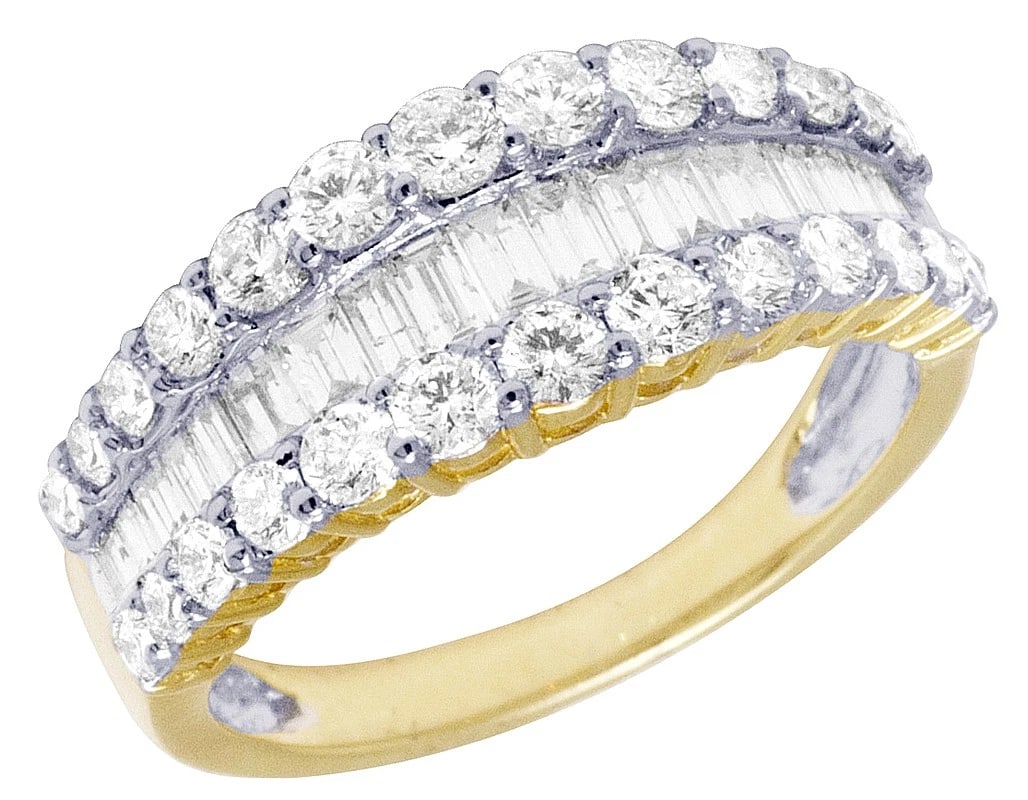 14K YELLOW GOLD REAL DIAMOND BAND CURVED RING (1 of 5)