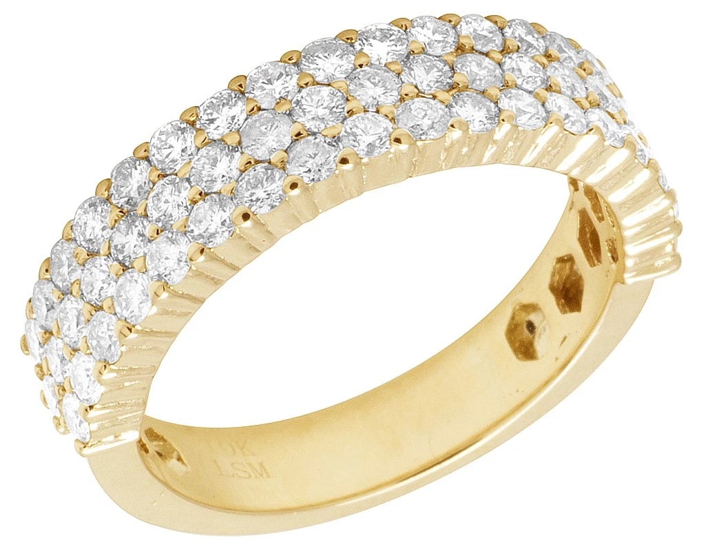 MEN'S DIAMOND THREE ROW BAND IN 10K YELLOW GOLD (1 of 5)