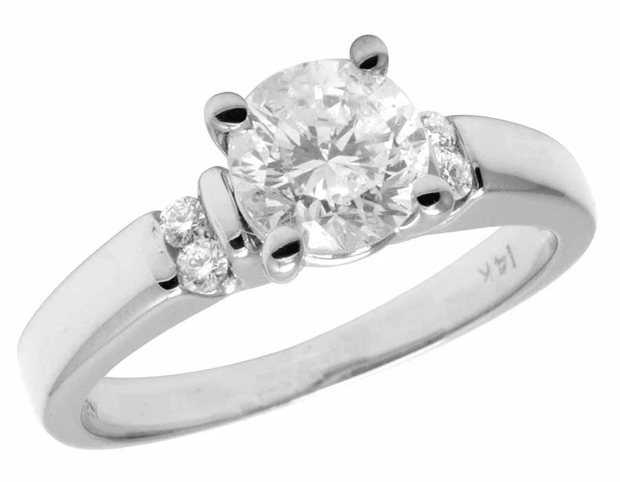 14K WHITE GOLD GENUINE DIAMOND ROUND SOLITAIRE RING (1 of 5)