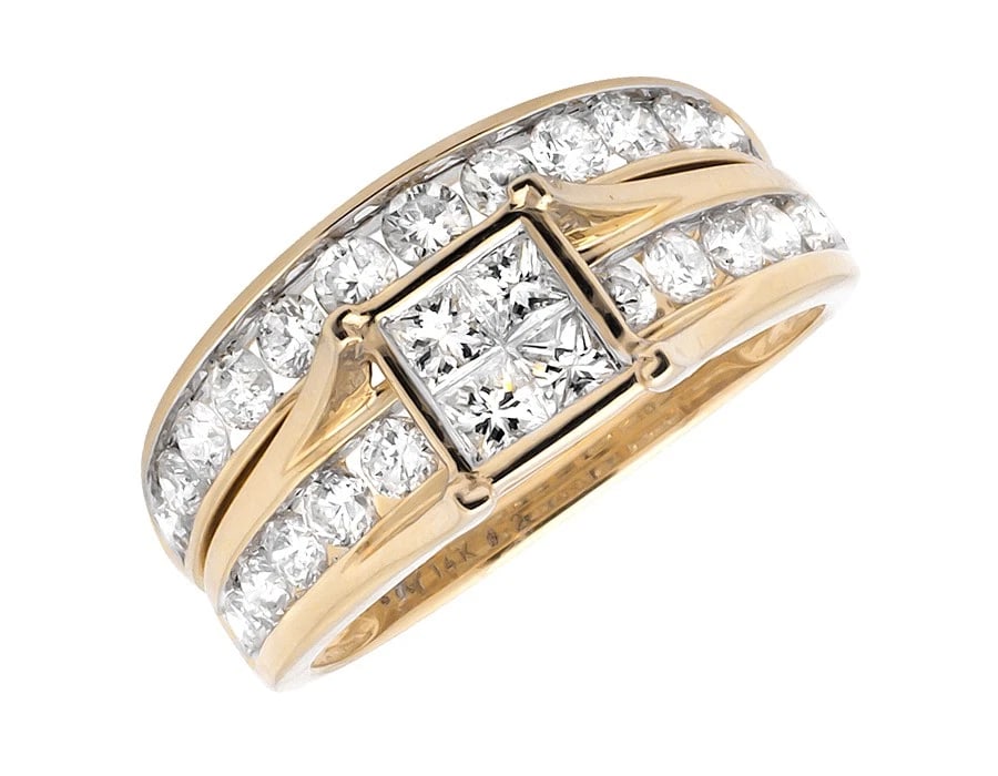 14K YELLOW GOLD PRINCESS-SET/ROUND DIAMOND RING (1 of 3)