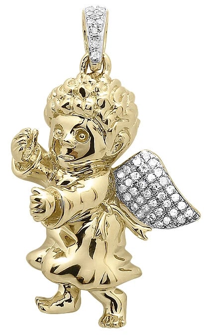 10K YELLOW GOLD ROUND PAVE DIAMOND PENDANT (1 of 4)