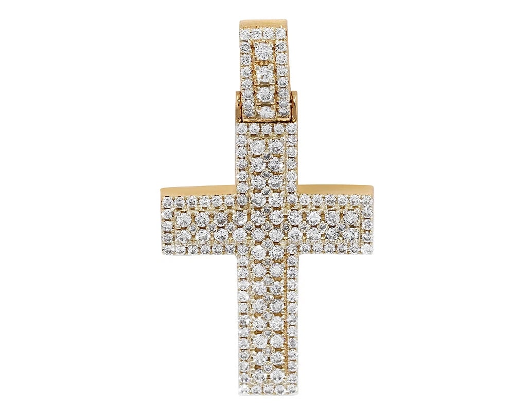REAL DIAMOND CROSS PENDANT 14K YELLOW GOLD (1 of 2)