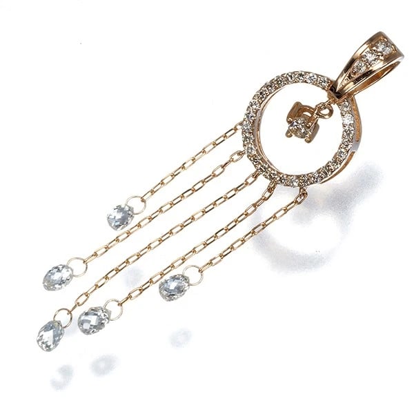 DIAMOND BRIOLETTE-CUT PENDANT 18K 750 ROSE GOLD (1 of 3)