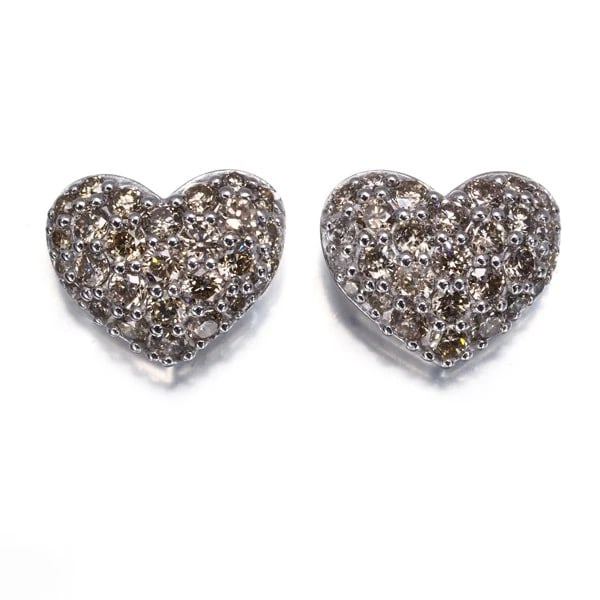 BROWN & CLEAR DIAMOND HEART PAVED EARRINGS (1 of 3)