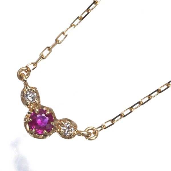 NECKLACE RUBY DIAMOND 18K 750 YELLOW GOLD (1 of 3)