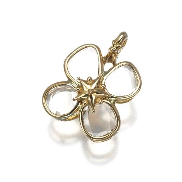 DIAMOND POLKI FLOWER PENDANT 18K 750 YELLOW GOLD (1 of 3)