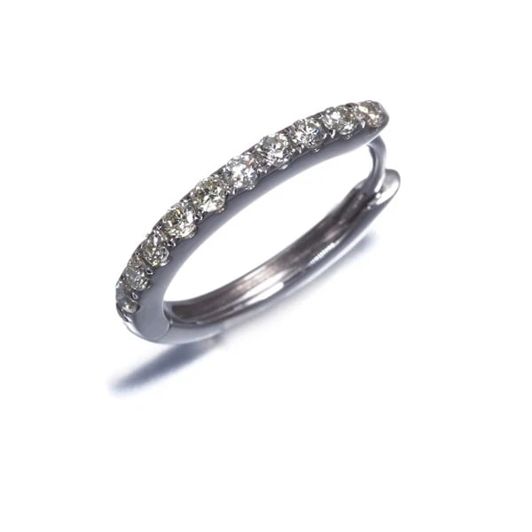 DIAMOND HOOP SINGLE EARRING 18K 750 WHITE GOLD (1 of 3)