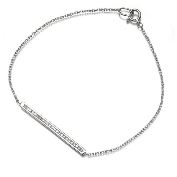 DIAMOND SINGLE-CUT BAR BRACELET 14K 585 WHITE GOLD (1 of 2)