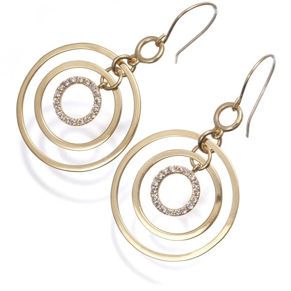 DIAMOND CIRCLE EARRINGS 18K 750 YELLOW GOLD (1 of 2)