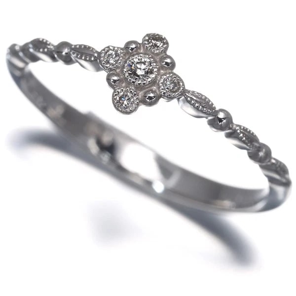 MIKIMOTO PERLITA RING DIAMOND MILGRAIN 18K WG (1 of 3)