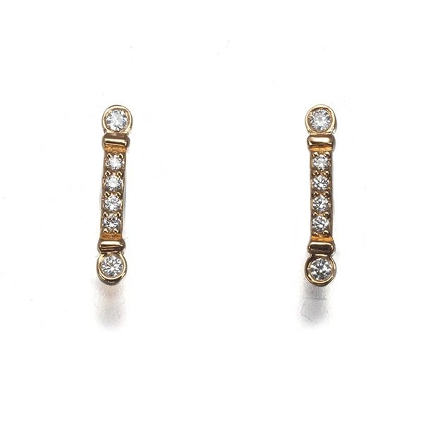 TIFFANY&CO. EARRINGS DIAMOND FLEUR DE LIS BAR: Tiffany&Co. Earrings Diamond Fleur de Lis Bar Brand: Tiffany & Co. Type: Earrings Material: 18K / 750 / Rose Gold Main Stone/Creation Natural Color: Rose Gold Size: Design size: 8.7 x 1.5mm Acces
