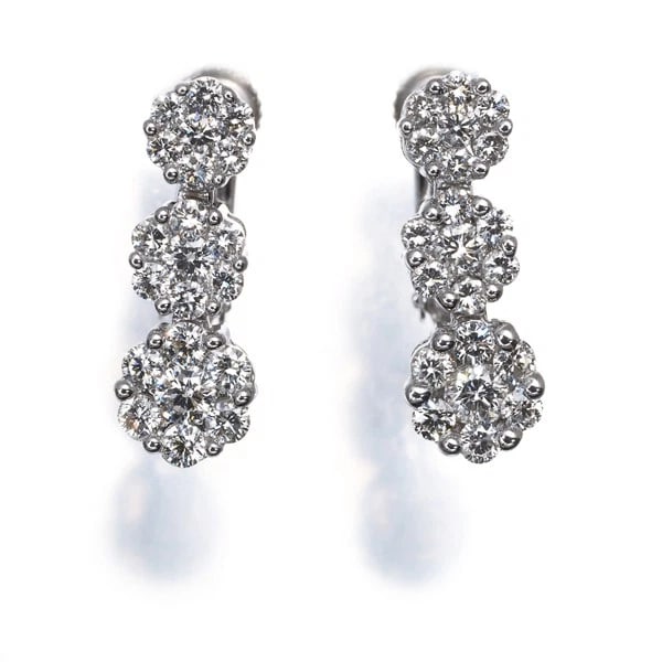 DIAMOND FLOWER EARRINGS 18K 750 WHITE GOLD/14K 585 WHITE GOLD (1 of 3)