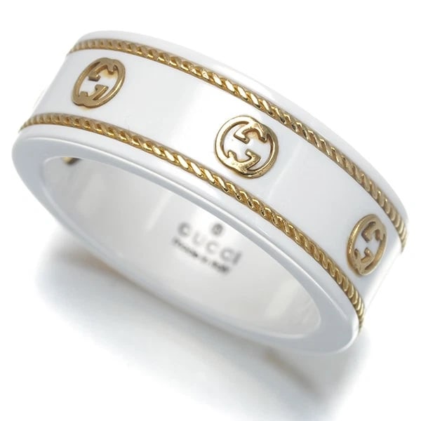 GUCCI RING ICON 18K 750 YELLOW GOLD/WHITE ZIRCONIA (1 of 3)