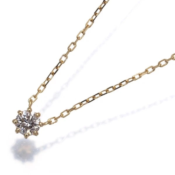 AGETE NECKLACE DIAMOND SOLITAIRE: agete Necklace Diamond Solitaire Brand: agete Type: Necklace Material: 18K / 750 / Yellow Gold Main Stone/Creation Natural Color: Yellow Gold Size: Necklace length: 36 / 40cm Pendant size: