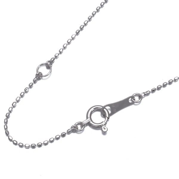 CUT BALL BEAD CHAIN NECKLACE 18K 750 WHITE GOLD (1 of 2)