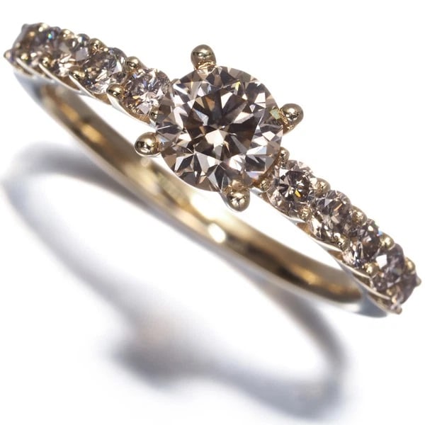 RING BROWN DIAMOND 18K 750 YELLOW GOLD (1 of 3)