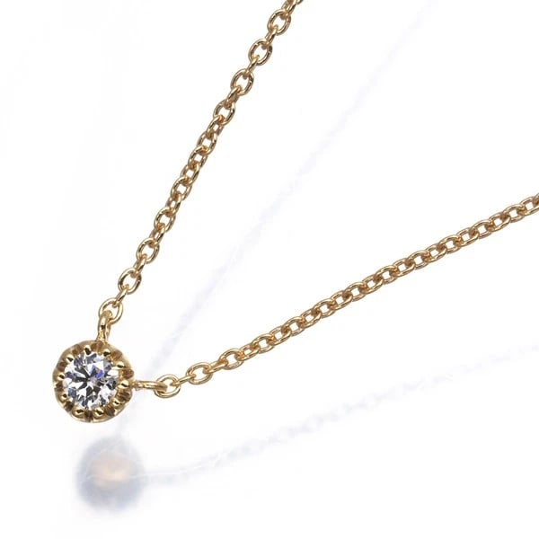 STAR JEWELRY NECKLACE DIAMOND SOLITAIRE MILGRAIN: STAR JEWELRY Necklace Diamond Solitaire Milgrain Brand: STAR JEWELRY Type: Necklace Material: 18K / 750 / Yellow Gold Main Stone/Creation Natural Color: Yellow Gold Size: Necklace length: 37 -