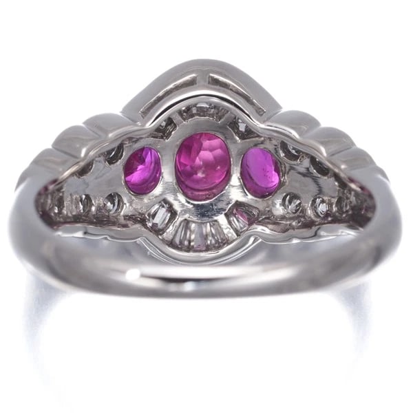 RUBY DIAMOND CLASSIC RING 900 PLATINUM - 4