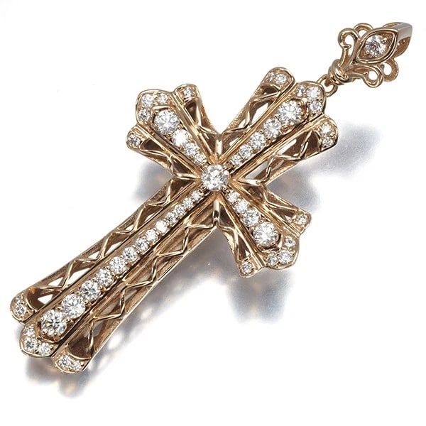 GEM CASTLE YUKIZAKI PENDANT DIAMOND YOBIKO CROSS: Gem Castle YUKIZAKI Pendant Diamond Yobiko Cross Brand: Gem Castle YUKIZAKI Type: Pendant Material: 3 18K / 750 / Rose Gold Main Stone/Creation Natural Color: Rose Gold Size: Design size: 48.8 x 2