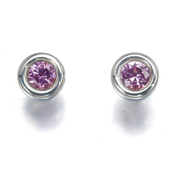 TIFFANY&CO. EARRINGS PINK SAPPHIRE COLOR BY THE YARD: Tiffany&Co. Earrings Pink Sapphire Color By The Yard Brand: Tiffany & Co. Type: Earrings Material: 925 / Sterling Silver Color: Sterling Silver Size: Design Size: Diameter Approximately 4.5mm 