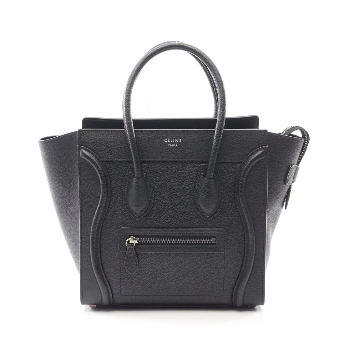 CELINE LUGGAGE MICRO SHOPPER HAND TOTE BAG: CELINE Luggage micro shopper Hand Tote Bag Brand: CELINE Type: Tote Bag Material: Exterior Material leather Color: Exterior Color Black??ish colors Size: (H:10.2" x W:10.2" x D:5.1") Handle?45cm(1