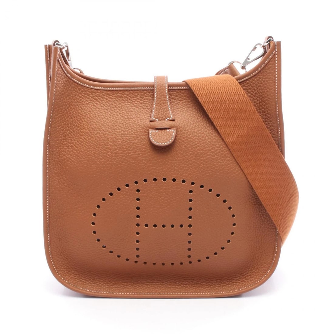 HERMES EVELYNE 3 TROYES PM SHOULDER BAG: HERMES Evelyne 3 Troyes PM Shoulder Bag Brand: HERMES Type: Shoulder Bag Material: Exterior Material leather Color: Exterior Color Brown Size: H:26.5cm x W:28cm x D:7cm (H:10.4" x W:11.0" x D:2.8"