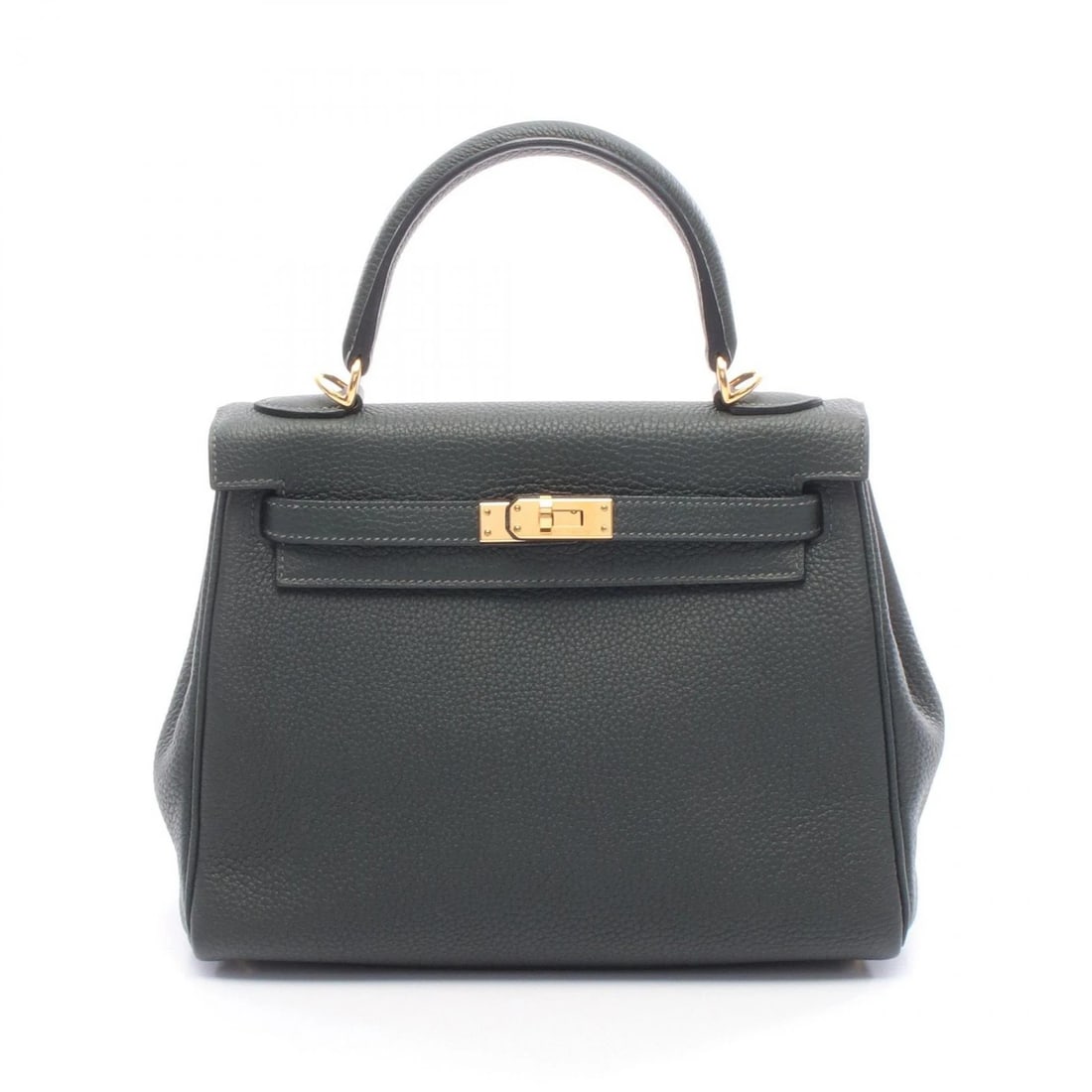 HERMES KELLY 25 SHOULDER HANDBAG: HERMES Kelly 25 Shoulder Handbag Brand: HERMES Type: Handbag Material: Exterior Material leather Color: Exterior Color Green Size: H:19cm x W:24.5cm x D:9.5cm (H:7.5" x W:9.6" x D:3.7")