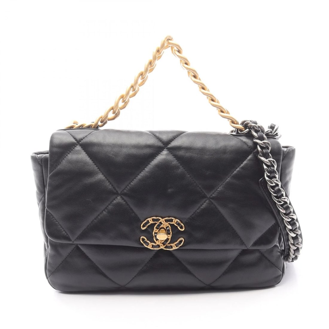 CHANEL 19 CHAIN SHOULDER BAG LEATHER BLACK (1 of 5)