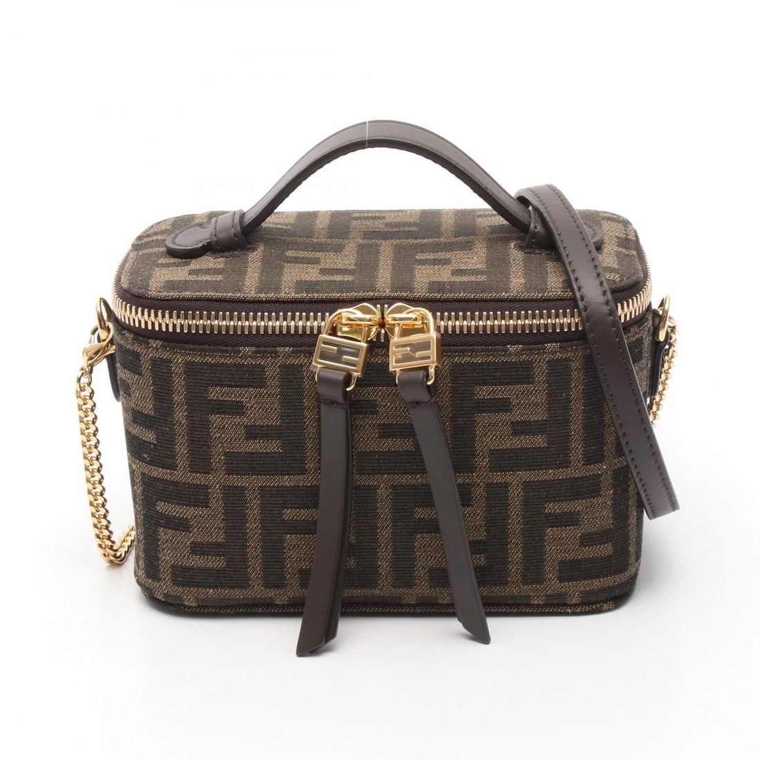FENDI ZUCCA CHAIN SHOULDER CROSSBODY VANITY HANDBAG (1 of 2)
