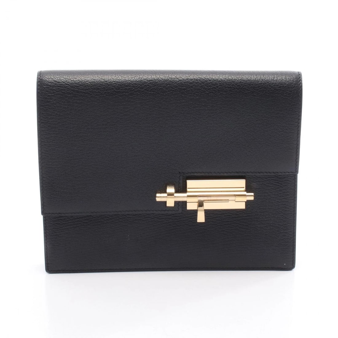 HERMES VERROU CLUTCH BAG CHEVRE LEATHER BLACK (1 of 6)