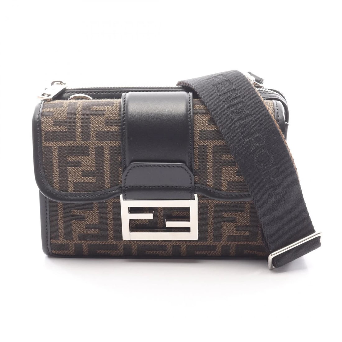 FENDI DOUBLE BAGUETTE SHOULDER CROSSBODY BAG: FENDI Double Baguette Shoulder crossbody Bag Brand: FENDI Type: Shoulder Bag Material: Exterior Material canvas × leather Color: Exterior Color Brown??ish colors × Black??ish colors Size: H:14cm