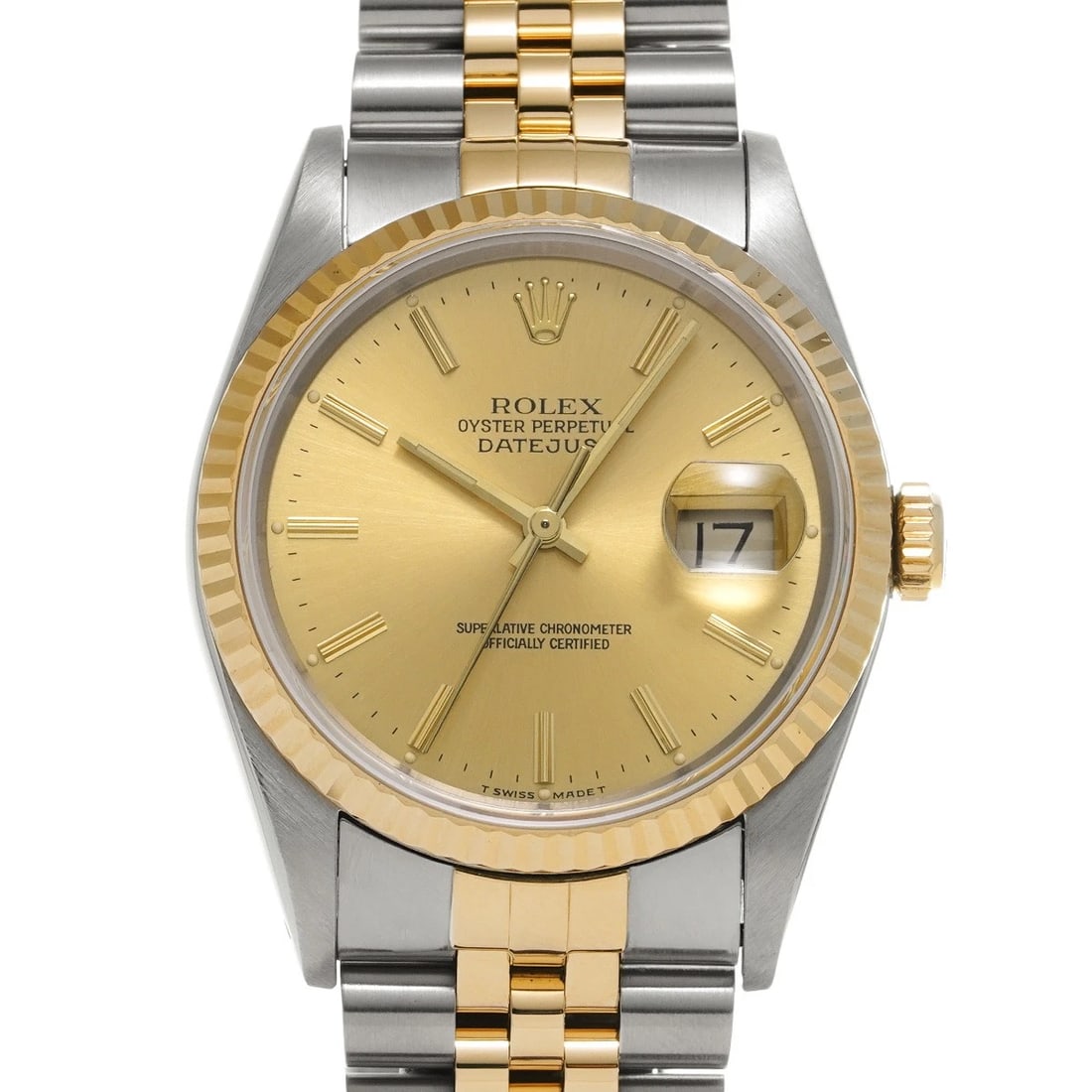 ROLEX DATEJUST CHAMPAGNE WATCH: ROLEX Datejust Champagne WATCH Brand: ROLEX Type: Wristwatch Material: Band Material Stainless steel/Yellow Gold, Case Material Stainless steel Color: Dial Color Champagne Size: ??Case? H/about 36