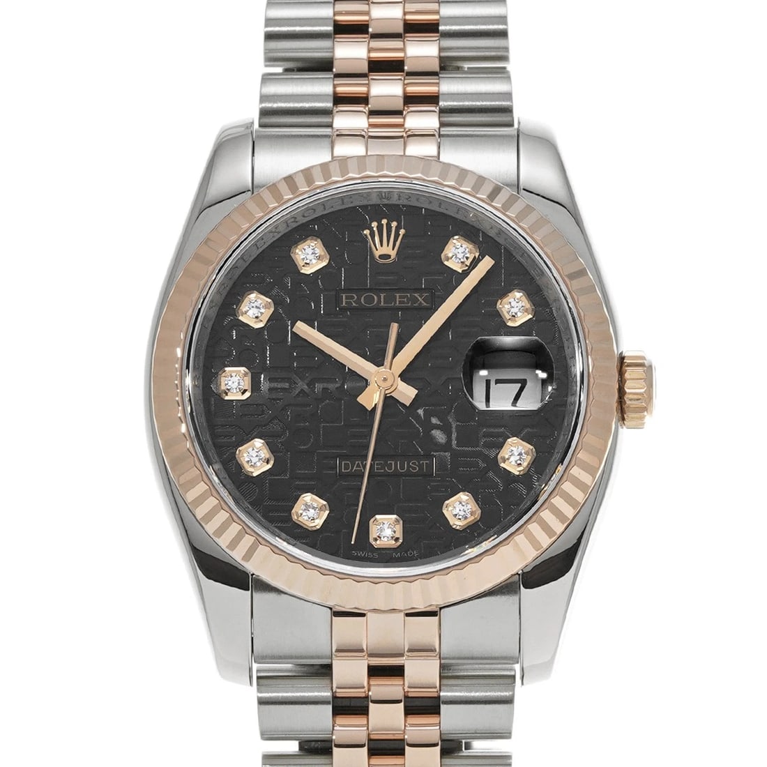 ROLEX DATEJUST BLACK COMPUTER DIAMOND WATCH: ROLEX Datejust Black computer diamond WATCH Brand: ROLEX Type: Wristwatch Material: Band Material Stainless steel/Everrose gold, Case Material Stainless steel Color: Dial Color Black computer/diamond 