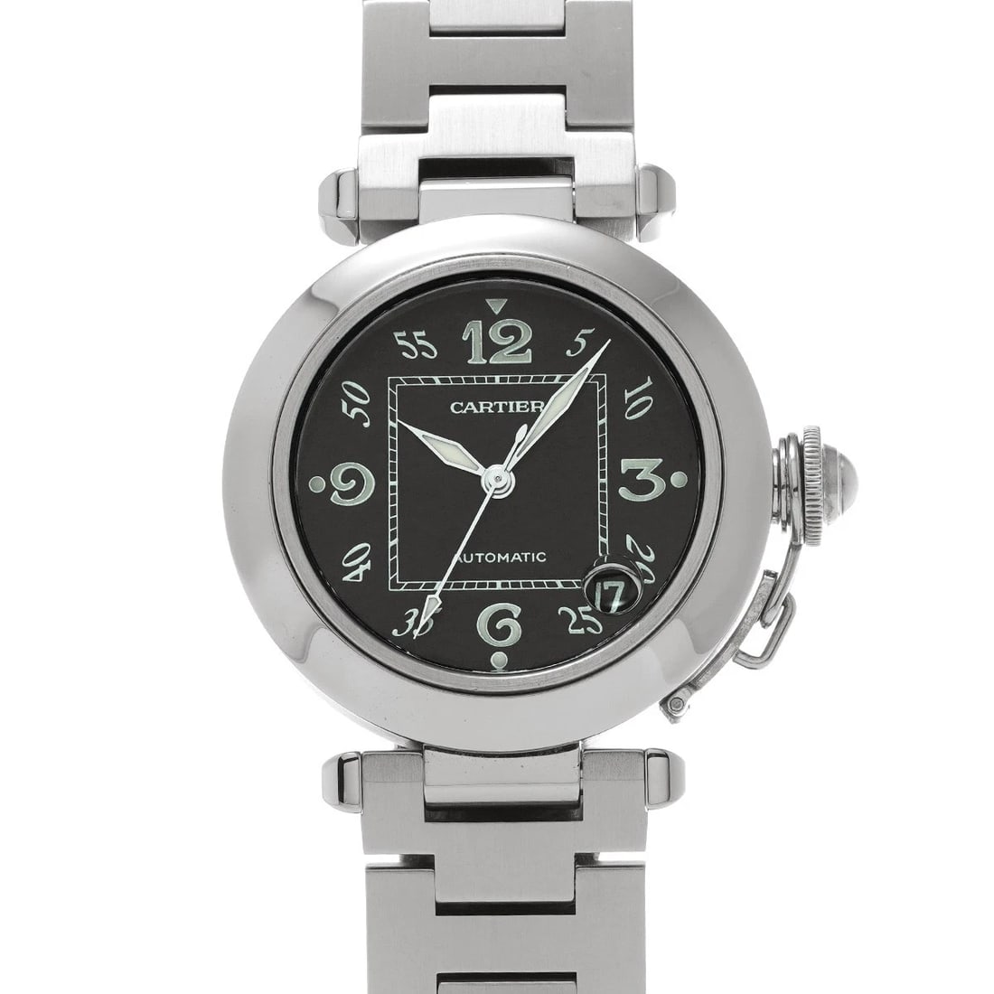 CARTIER PASHA BLACK WATCH: CARTIER Pasha black WATCH Brand: CARTIER Type: Wristwatch Material: Band Material Stainless steel, Case Material Stainless steel Color: Dial Color black Size: ??Case? H/about 35mm W/about 35mm D/a